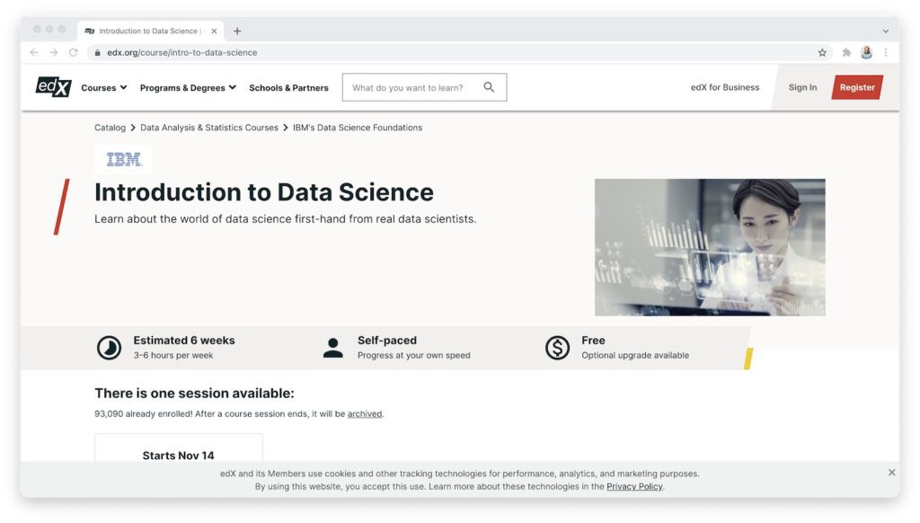edx introduction to data science page