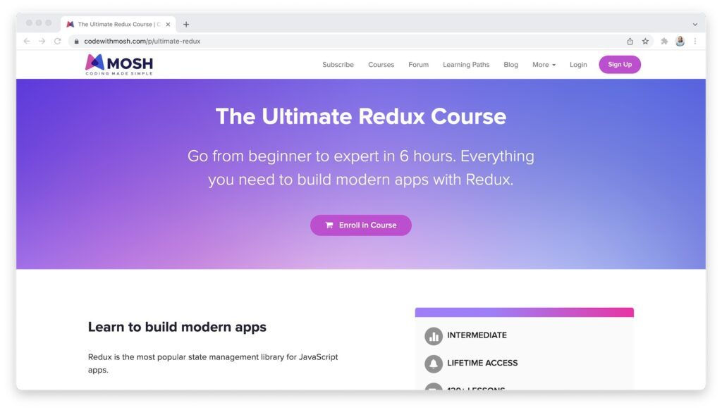 Code with mosh Ultimate redux course 