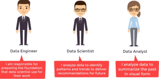 Data Engineer, Data Scientist and Data Analyst