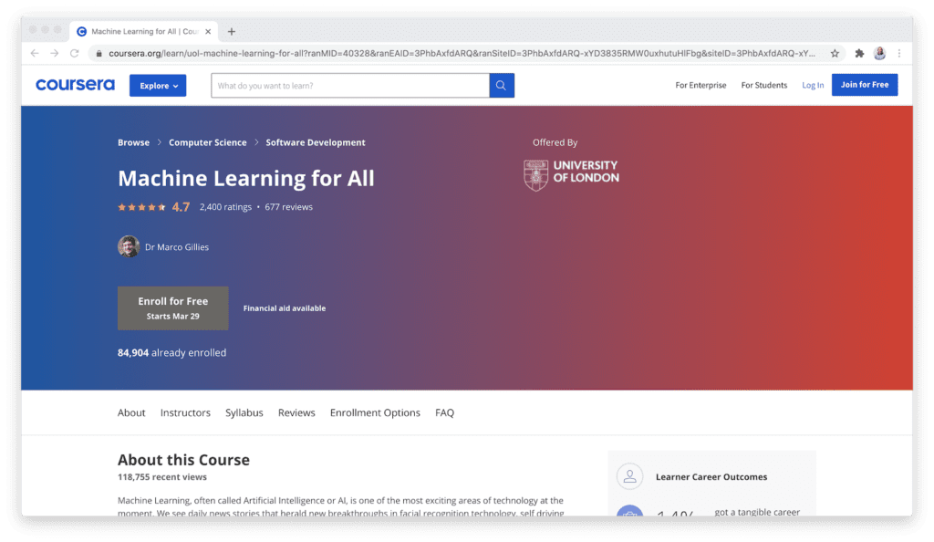 Coursera machine learning course