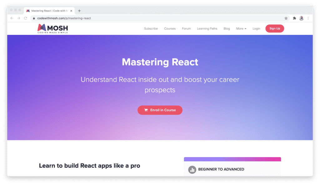 code with mosh mastering react course